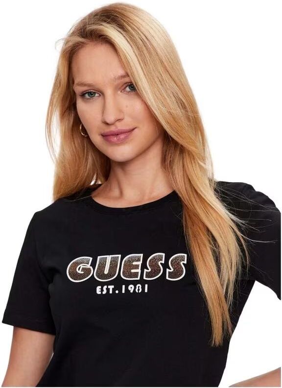 Guess Camiseta Shaded Logo Negro S Mujer