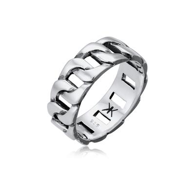 Silberring KUZZOI "Herren Chunky Chain Look Panzerglieder 925 Silber" Gr. 60, silber, Fingerringe, Herren, 60mm, ohne Stein, Silber 925 (Sterlingsilber), 8mm, Silberring