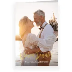 Goldene Hochzeit Dankeskarte in Beige im Design "Goldene Schrift" - Musterkarte