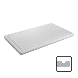 CATERCHEF Schneidebrett weißes Polyethylen mit Rinne ( Käse & Brot ) 50x30x2(h)cm