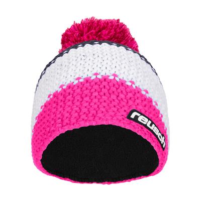 Beanie REUSCH "Reusch Mütze Enzo Beanie für Sport & Freizeit", Damen, pink (pink, weiß), 100% Polyacryl, mehrfarbig, Mützen Beanie, mit großem Bommel
