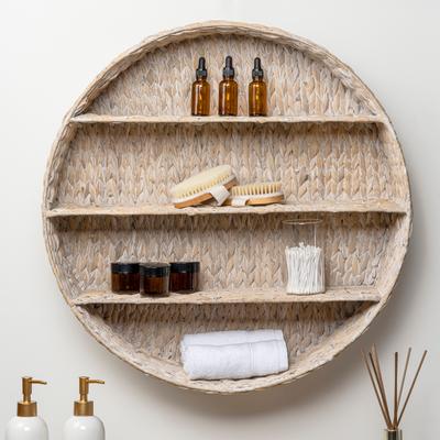"happimess 24.5"" 3-Shelf Circular Handwoven Hyacinth Wall Rack"