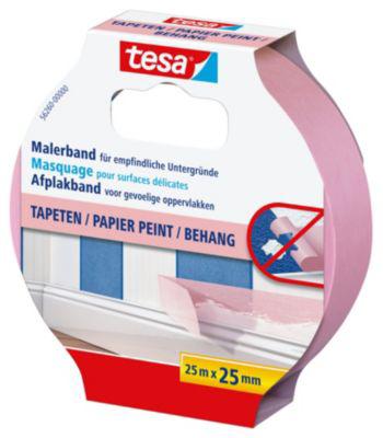 tesa Professional Sensitive 56260 Malerband, 25 m x 25 mm, rosa, für empfindliche Oberflächen, rückstandsfrei