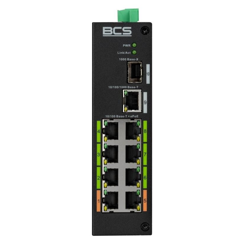 BCS BCS-L-SP08E01G-1SFP(2) 8-Port Industrial PoE Switch DIN-Schiene 120W (8 Ports) (BCS-L-SP08E01G-1SFP(2))