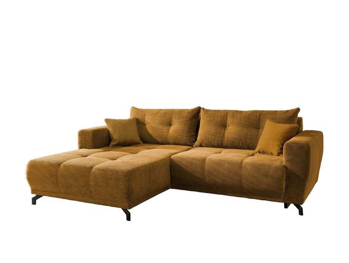 freiraum Polsterecke Renard, elektrischer Sitzvorschub, Cord gold - 177x80x246cm (BxHxT)