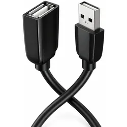 MobileKing USB 2.0 Verlängerungskabel 1 m - Schwarz, Stecker auf Buchse, vergoldete Kontakte, abgeschirmt