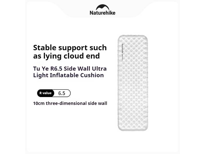 Matelas gonflable Naturehike R6.5, tapis de couchage épais, ultraléger, portable, pour le camping, la randonnée, les voyages en plein air, résistant à l'humidité
