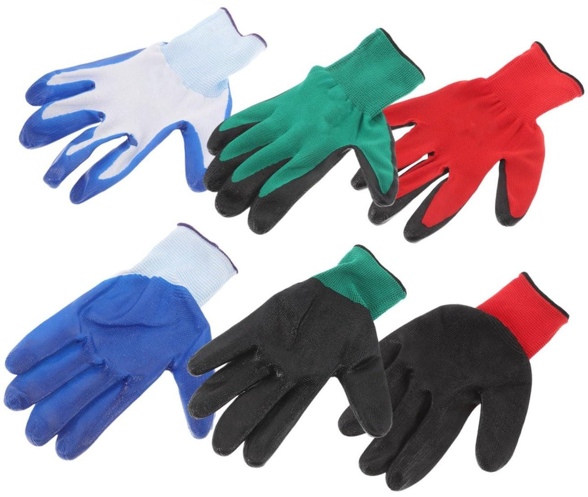 Gecoate werkhandschoenen voor tuin en klussen met super grip nitril, 3 paren, diverse kleuren