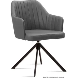 ARMLEHNSTUHL drehbar (6er-Set) Dennie 58x81x60 Schwarz/Grau