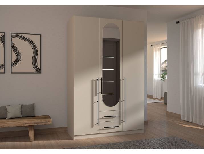 Armoire à portes coulissantes Velora 136cm Beige/Cachemire