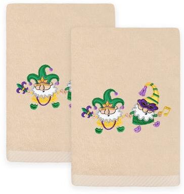 Authentic Hotel and Spa Mardi Gras GNOMES Embroidered Luxury 100% Turkish Cotton Hand Towels Set of 2