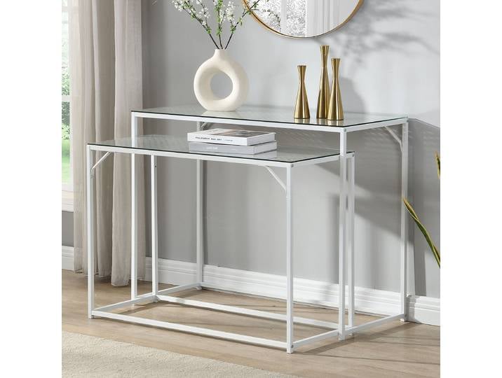 Konsolentisch Kental 2er-Set 100 x 77 x 40cm Weiß/Weiß