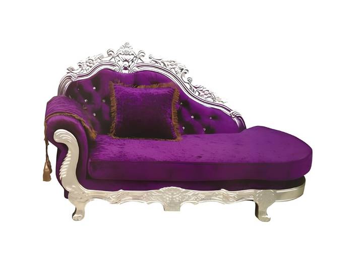 JVmoebel Chaiselongue Chesterfield Chaiselongue in Lila mit silbernen Füßen, 1 Teile, Made in Europa