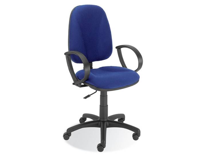 BRB-Lagertechnik Drehstuhl Bürodrehstuhl Economy mit Armlehnen, Extra hohe Rückenlehne mit Permanentkontakt 500 mm