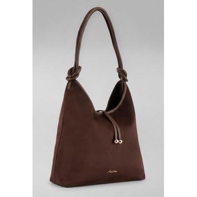 Handtasche ANISTON ACCESSOIRES, Damen, Gr. B/H/T: 31cm x 30cm x 9cm, braun (dunkelbraun), Lederimitat, Textil, Taschen Handtasche, Umhängetasche, Beuteltasche - NEUE KOLLEKTION