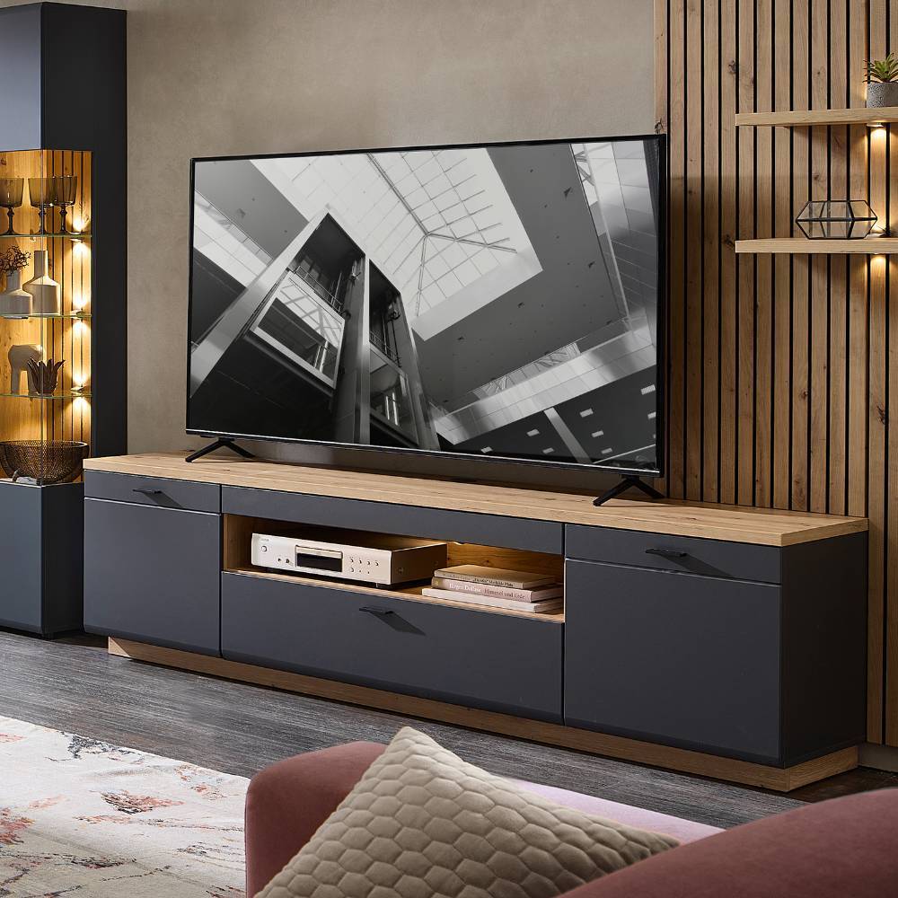 Pharao24.de Lowboard TV Bank in modernem Design mit einem offenen Gerätefach