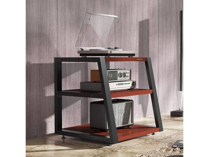 2/3/4 Ebenen AV-Schrank, Verstärkerrack, Audio-Ständer aus Stahl und Holz Offene Ablage, Audio-Geräterack, Stereo-Komponenten, CD-Player, AV-Geräte, Heimkino, Wohnzimmer