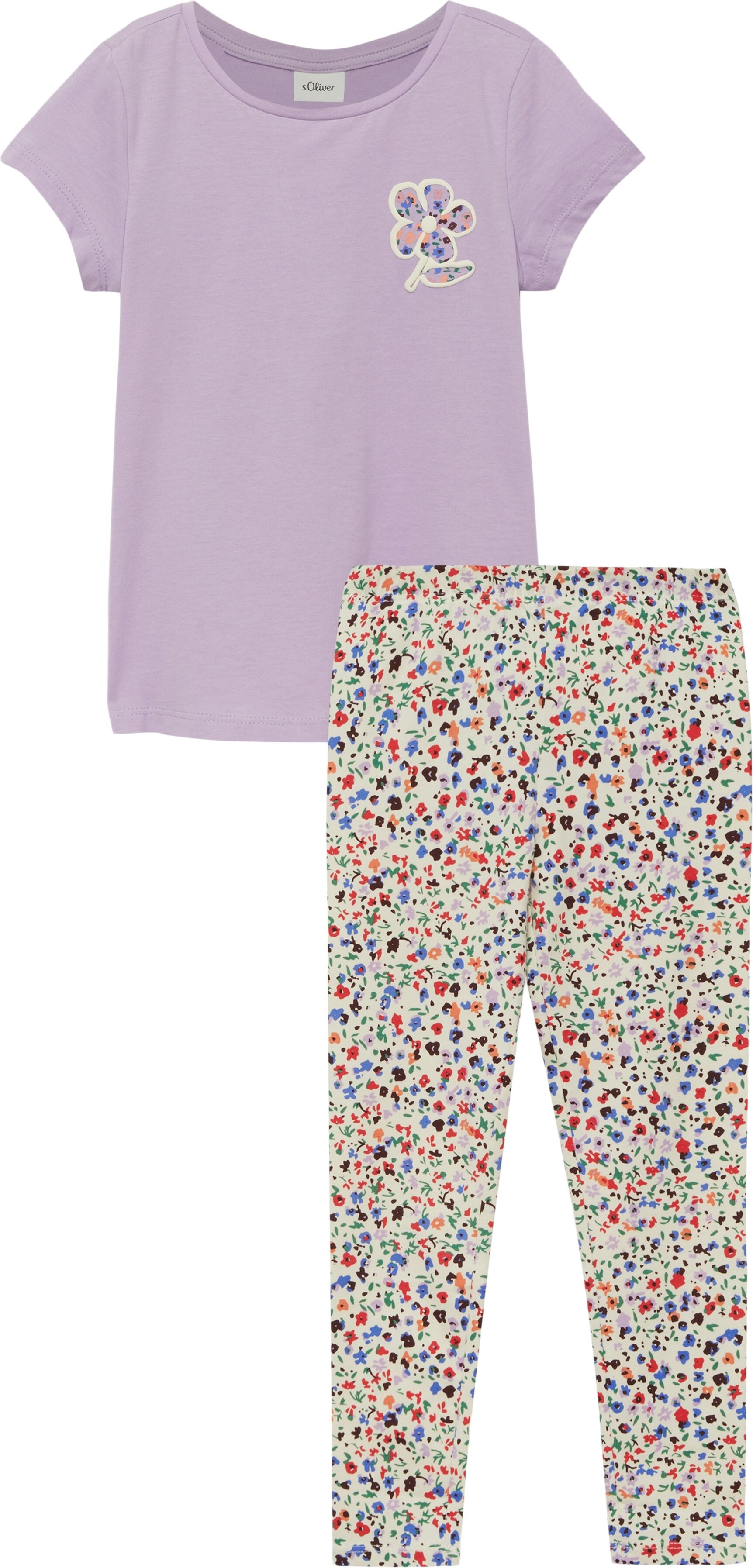 s.Oliver Junior 2 2er Set, gemusterte Leggings und Sommershirt, für Girls lavender, weiß aop 92/98