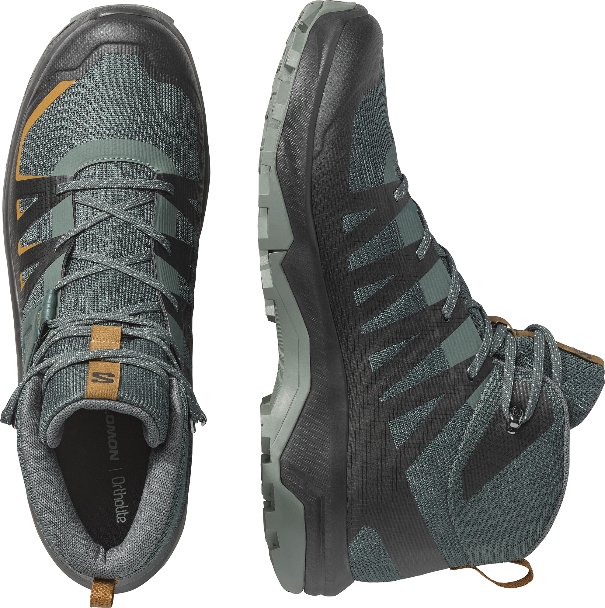 Wanderschuh SALOMON "EXTEND 2 MID GORE-TEX", Herren, Gr. 44, grau (urban chic, schwarz, brilliant olive), Synthetik, Textil, Schuhe Wanderschuh, wasserdicht dank Gore-Tex Membrane urban chic, schwarz, brilliant olive 44