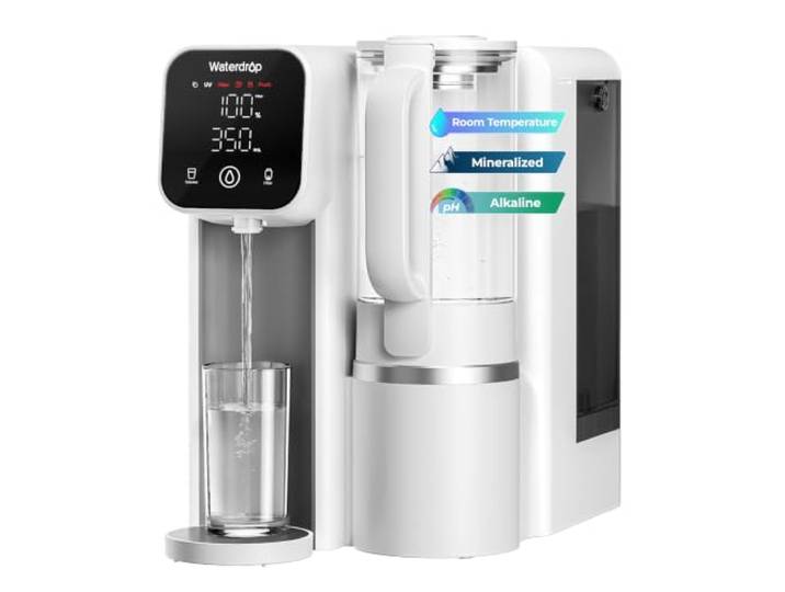 Waterdrop M6SL Mineralisiertes Auftisch Osmoseanlage, Raumtemperatur Glaskaraffe, 8-Stufen-Filtration, 3:1 Rein- zu Abwasser, NSF/ANSI 58 & 372 Zertifiziert, BPA-frei