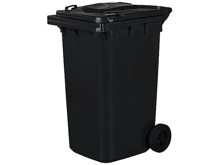 Mülleimer mit Rollen aus Gummi 240 Liter schwarz
