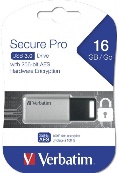 Verbatim Usb 3.0 Secure Data Pro 16gb, Sølv