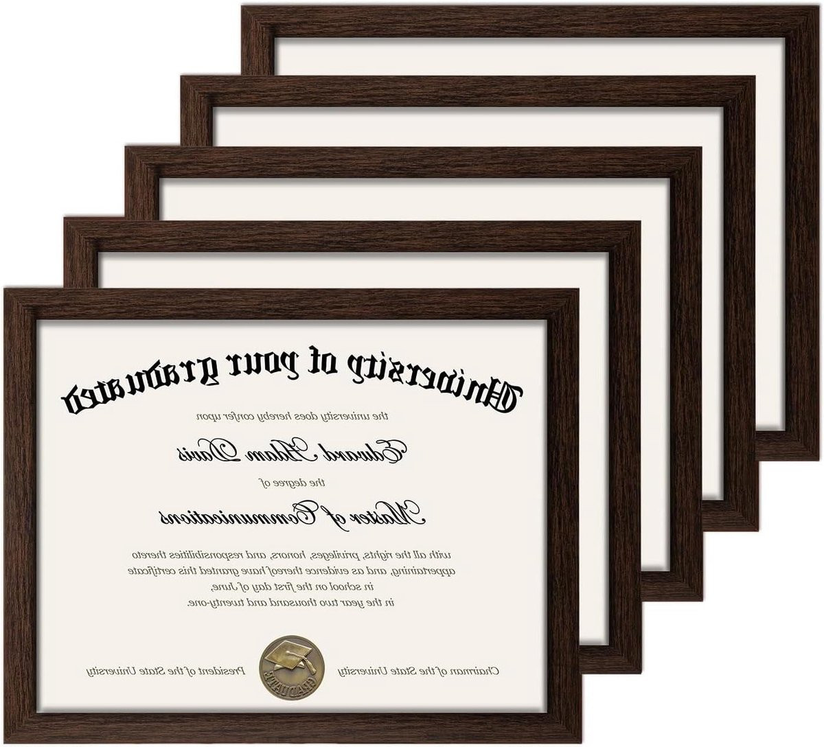 Bruine Certificaat Lijst met High-Definition Glas voor Documenten, 8.5x11 Inch
