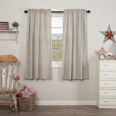 VHC Brands Hatteras Blue Ticking Stripe Short Panel Set of 2 63x36 - Short Panel 63x36