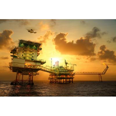 Fototapete PAPERMOON "BOHRPLATTFORM-OFFSHORE GOLF THAILAND ERDÖL GAS INSEL", bunt, B:2,5m L:1,86m, Vlies, Tapeten