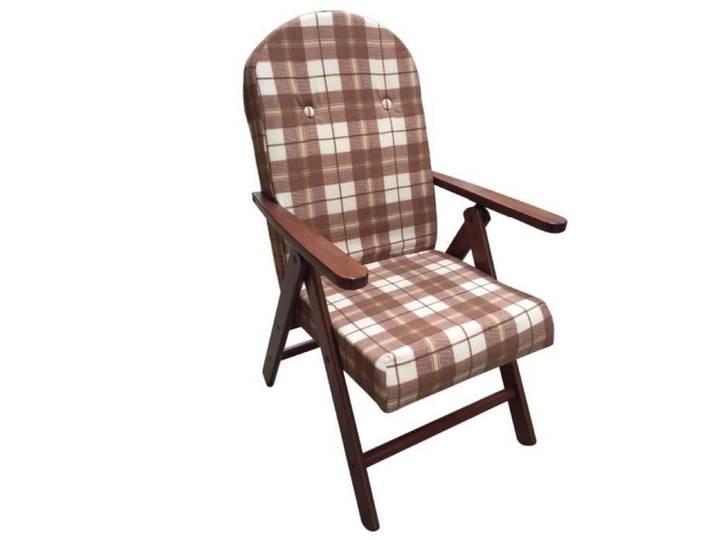 Fauteuil inclinable - AMALFI - Marron - 4 positions - Coton - Bois de hêtre