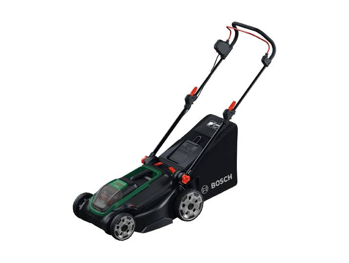 Akkurasenmäher BOSCH ROTAK18V2-43 Solo , schwarz (bunt), B:47cm H:118,5cm, Rasenmäher, Akkurasenmäher