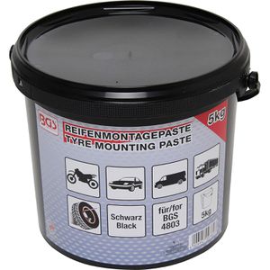 BGS-technic Reifenmontagepaste 9382, schwarz, für Auto- & Motorradreifen, im Eimer, 5 kg