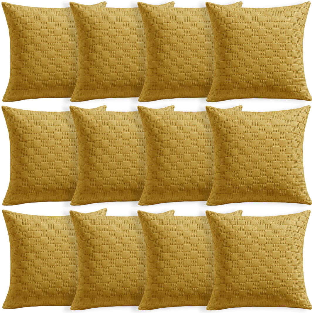 Aspire Homeware Embossed Square Velvet Cushion Covers OCHRE 45cm H X 45cm W X 19cm D