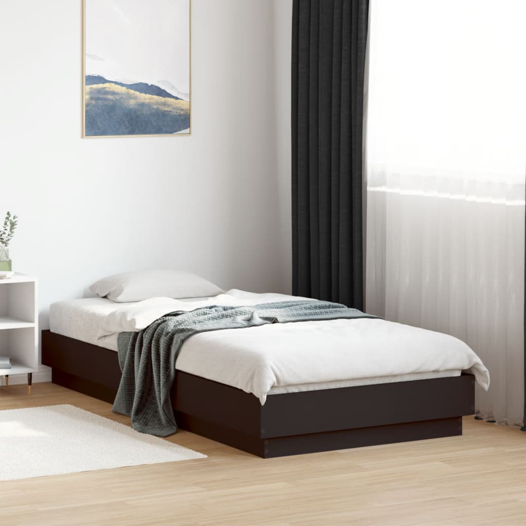 17 Stories Vidaxl Bed Frame Engineered Wood Black Small Single (2'6)