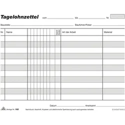 Roth, Formular, Tagelohnzettelblock