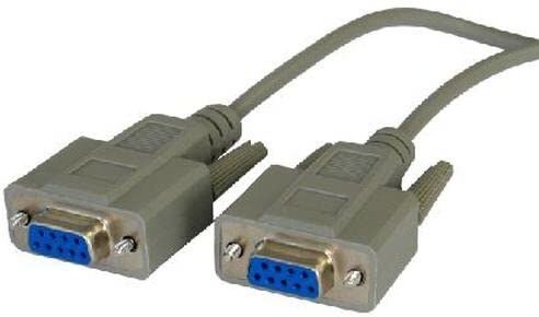Cablesdirect Cables Direct SL-925-10MTR 10m DB9 Female to DB9 Female RS232 Null Modem Cable, Grey