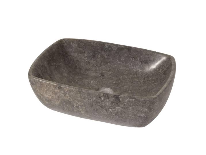MCW Marmor-Waschbecken eckig Marmor Schwarz Dekor, Stein, 50x15x35 cm, Badezimmer, Waschbecken & Armaturen, Waschbecken