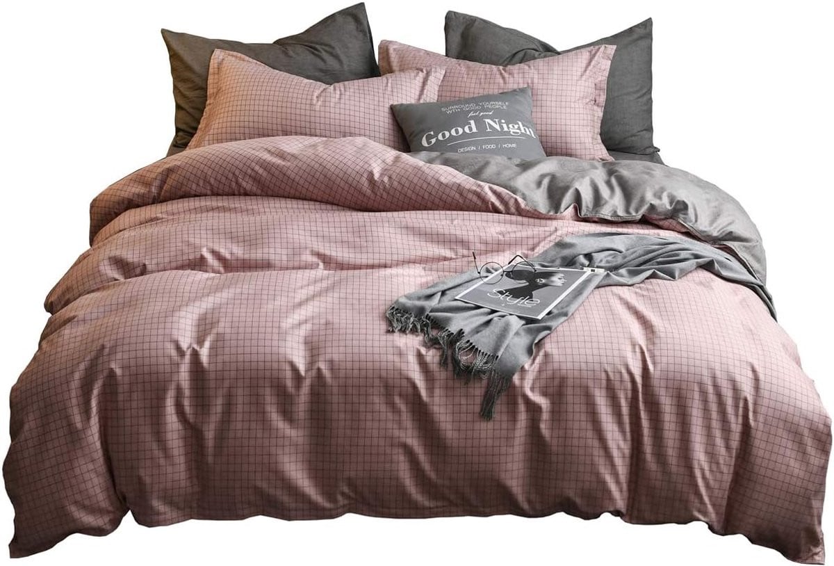 Microfiber Dekbedovertrekset Gele Ruit - Single 135x200 cm