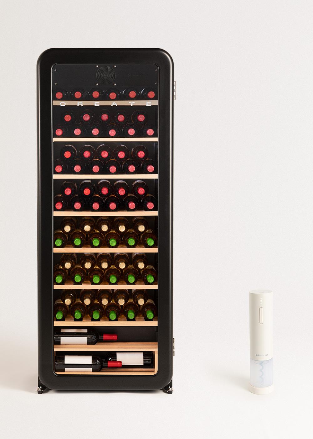 CREATE - WINECOOLER RETRO - Elektrischer Weinkühlschrank im Retro-Stil für 12, 24, 45 oder 72 Flaschen