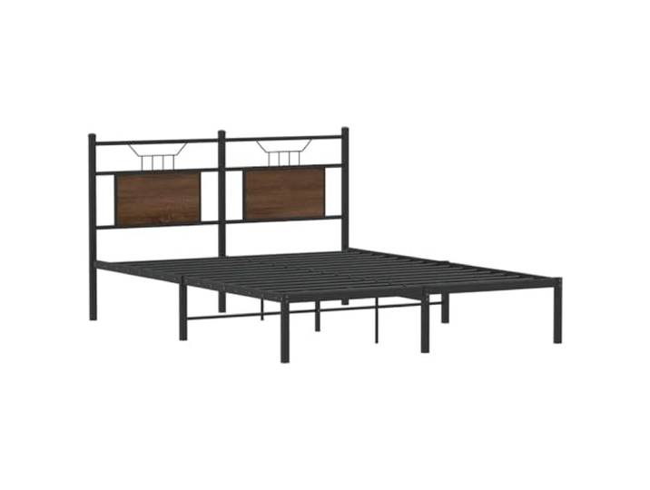 KTHLBRH Bett mit Kopfteil Eiche Braun 150 x 200 cm Lattenrost aus Stahl, Bodenabstand 27 cm, stabile Struktur, ohne Matratze