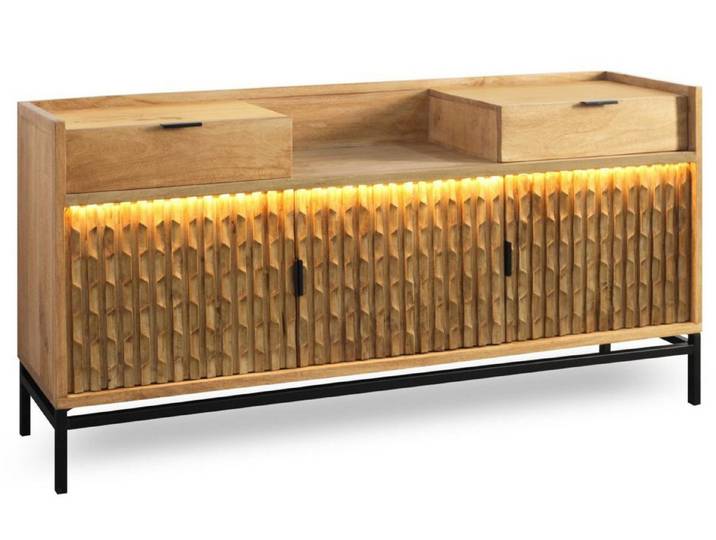 WOLF MÖBEL Sideboard (175 x 40 x 87), KEYWEST Kommode mit 3 Türen / 2 Schubladen / Licht