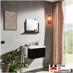 HOME DELUXE Badmöbel Komplettset WANGEROOGE M - Schwarz Made in Germany