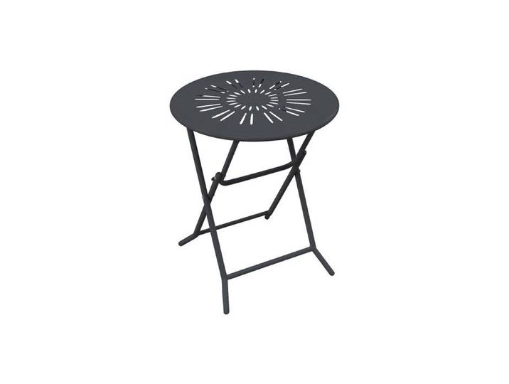 Table de jardin pliante D.60 cm en métal façon fer forgé - Anthracite - GUERMANTES de MYLIA