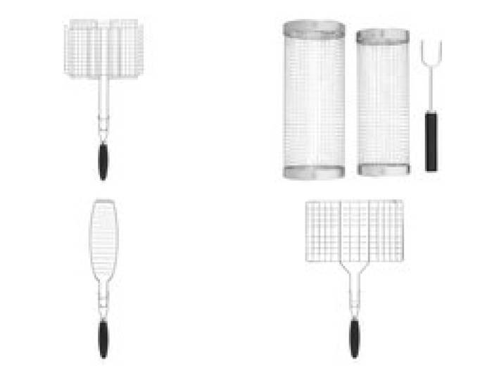 GRILLMEISTER Panier de barbecue / Ensemble de paniers cylindriques / Support pour poisson / Support pour hamburger