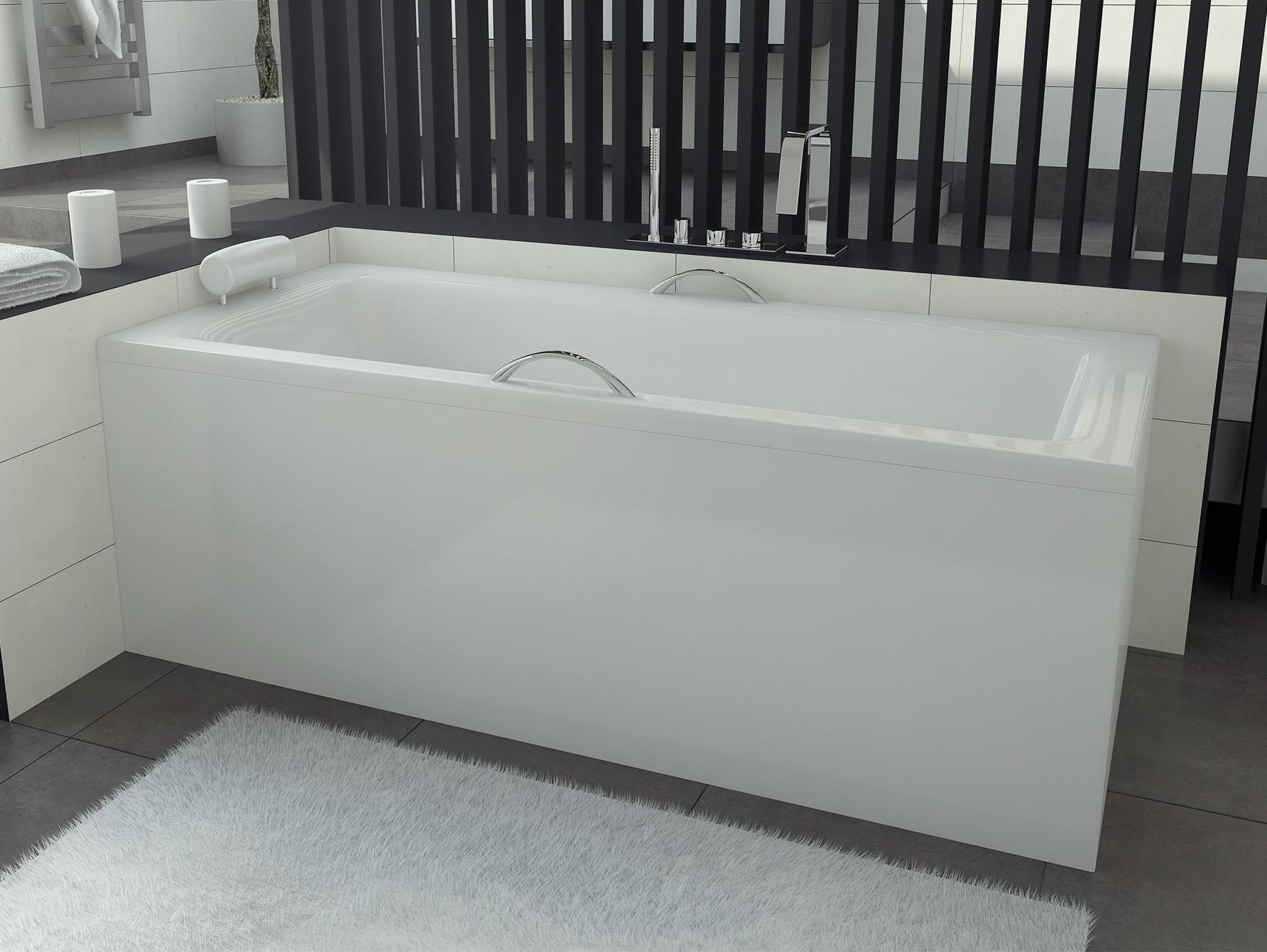 Badewanne TALIA 130x70 mit Füßen, mit Siphon und Schürze (1x kurz, 1x lang - zwei Seiten)