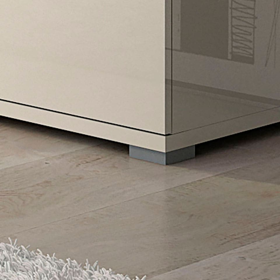 Highboard OTTO HOME "Piano Vitrine", beige (beige hochglanz), B:60cm H:123cm T:40,2cm, Holzwerkstoff, Sideboards, Highboard, UV lackiert, Soft-Close Funktion