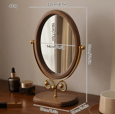 Inspire Curations Solid Wood Oval Vanity Makeup Mirror d