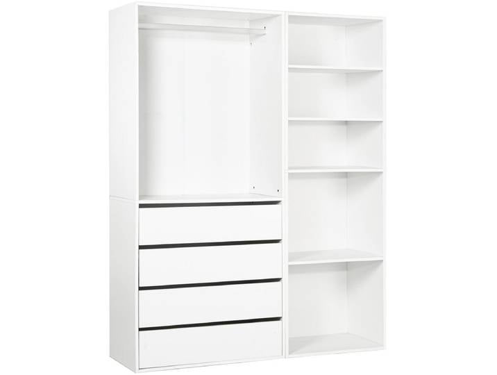 Kit dressing modulable avec penderie, 4 tiroirs et 5 étagères Opéra - 2 éléments - Blanc