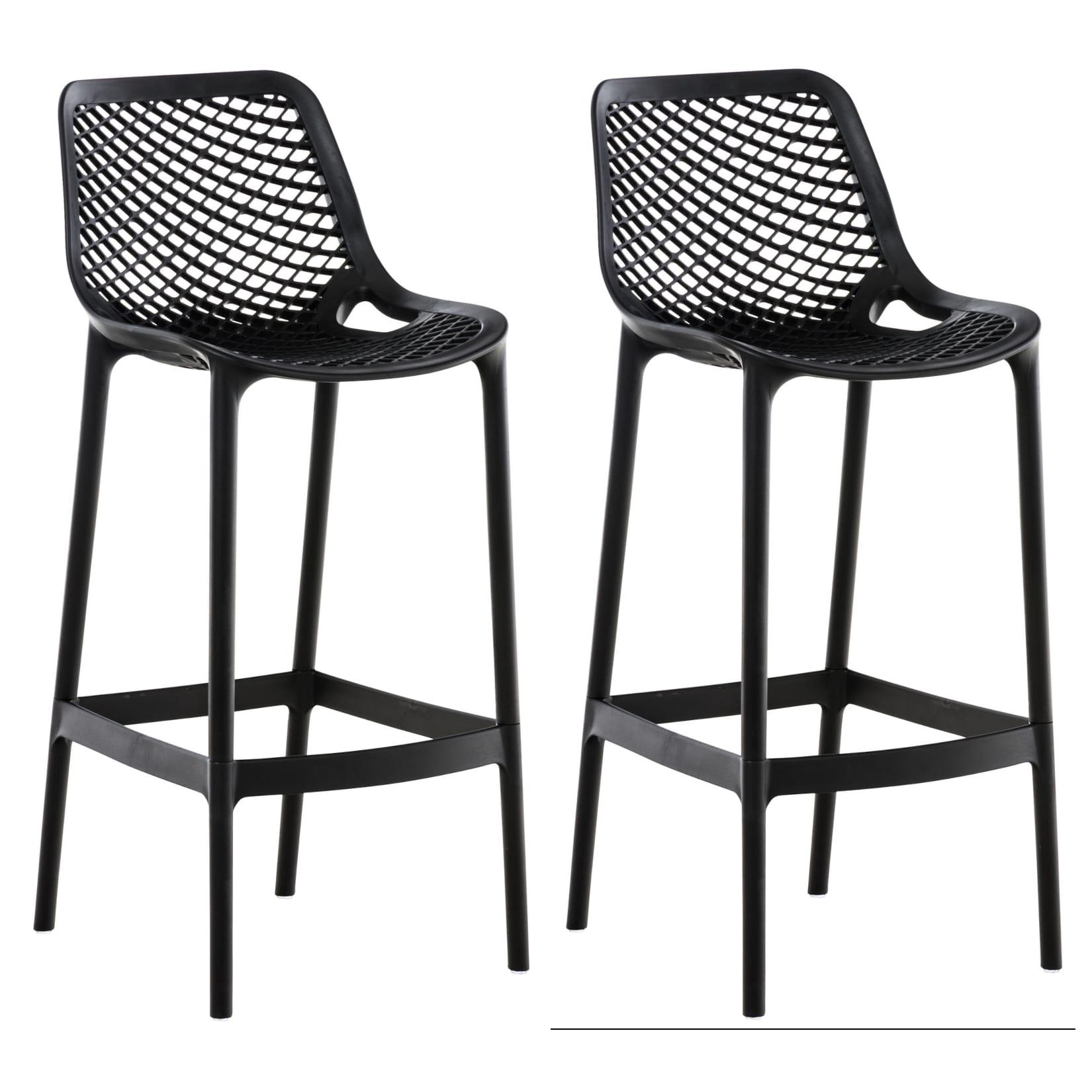 CLP Barhocker 2er Set Garten wetterfest Air, Gartenstühle mit Lehne, Tresenstühle wetterfest UV-beständig aus Kunststoff, bis 160 kg