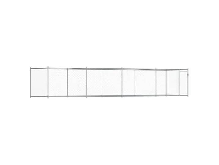 Käfig für Hunde mit grauer Tür 8 x 2 x 1,5 m aus verzinktem Stahl Verzinkter Stahl, grau, Tür mit Schloss, für den Außenbereich, Spiel und Training, Montage erforderlich